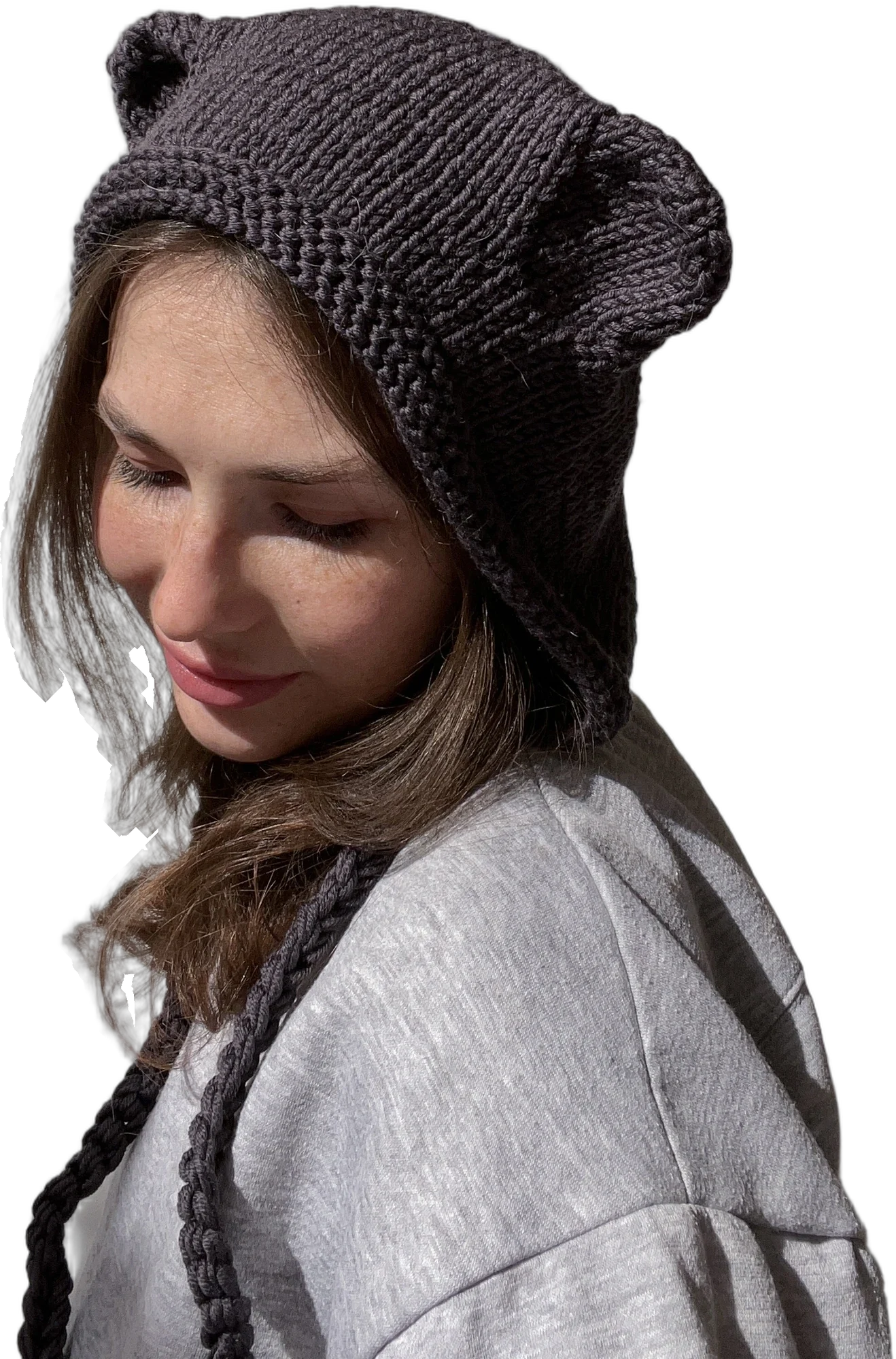 Чепчик с медвежьими ушками, шоколадный